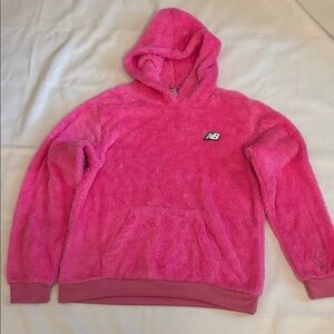 New Balance Faux Fur Hoodie Pink Girl Size Large (14/16) EUC